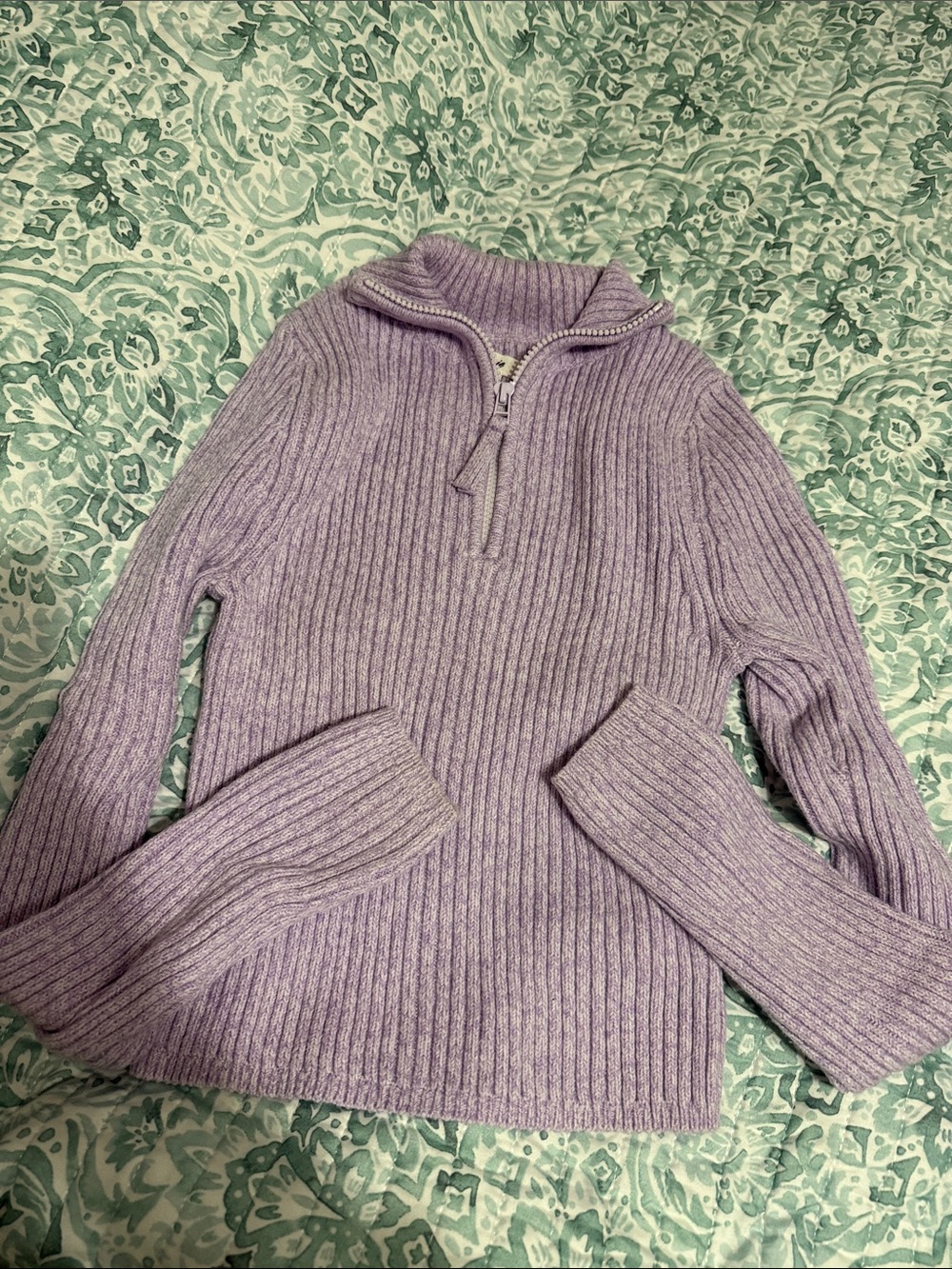 aerie Lavender Ribbed Half-Zip Sweater
